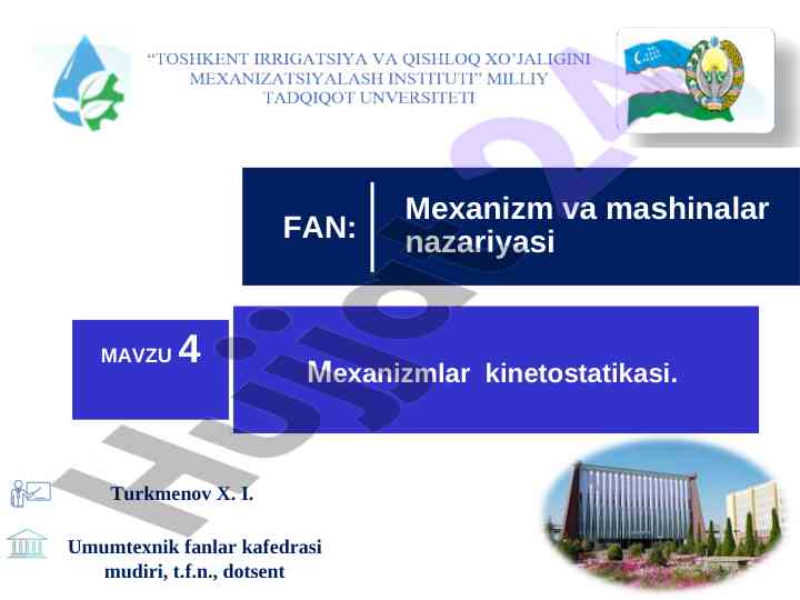 Kuchlar tahlili va mexanizmlar kinetostatikasi