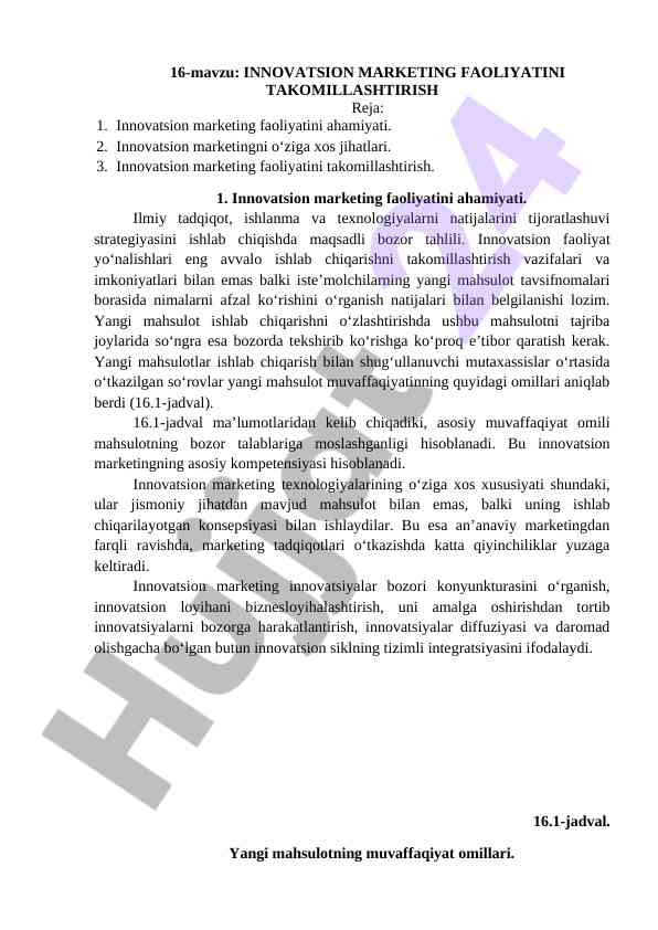 Innovatsion marketing faoliyatini takomillashtirish strategiyalari