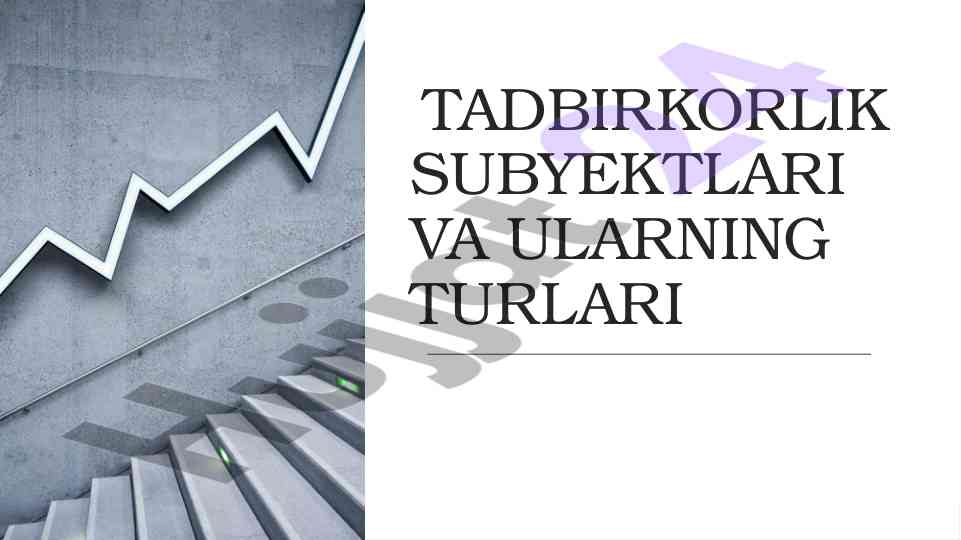 Tadbirkorlik subyektlari va ularning turlari