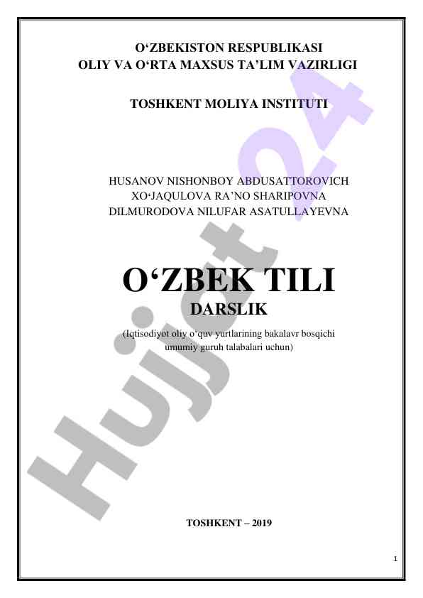 O‘zbek tili darslik iqtisodiyot talabalari uchun