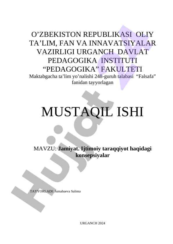 Jamiyat ijtimoiy taraqqiyot haqida konsepsiyalar