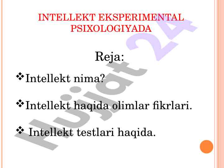 Intellektning o'rni va rivojlanishi psixologiyada