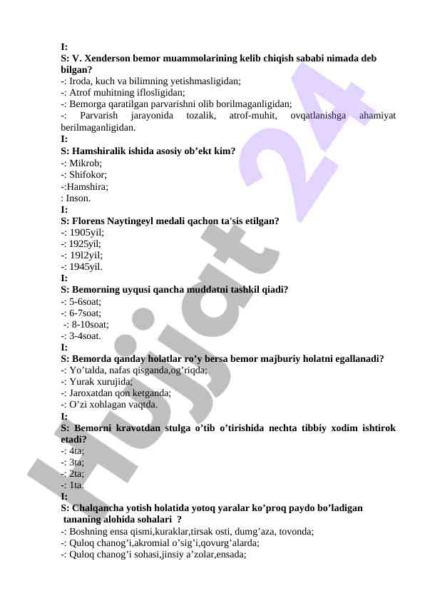 Tibbiyot sohasida bemor muammolari testlari