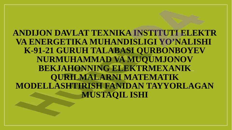 Asinxron motorlarni matematik modellashtirish