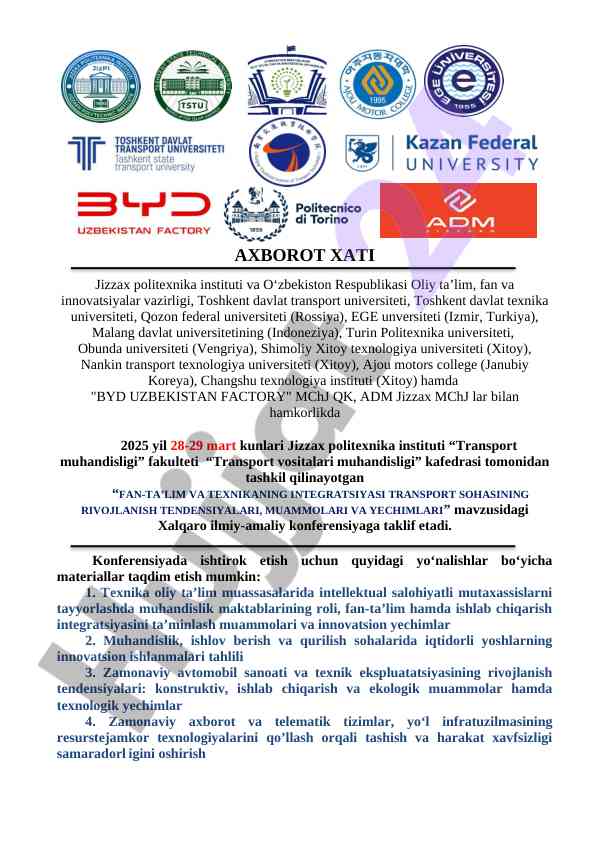 Fan-ta’lim va texnikaning integratsiyasi konferensiyasi