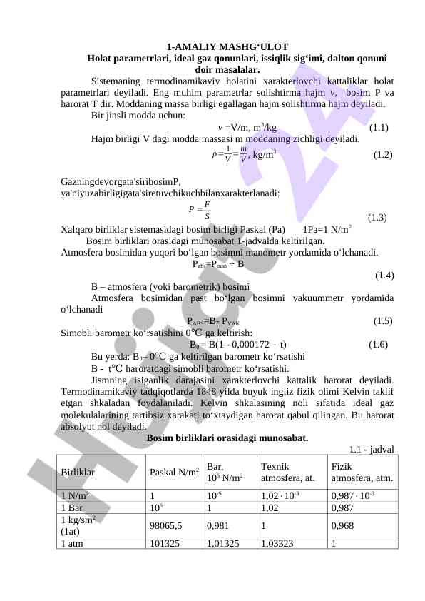 Isitish jarayoni va gaz qonunlari bo‘yicha mashg‘ulot