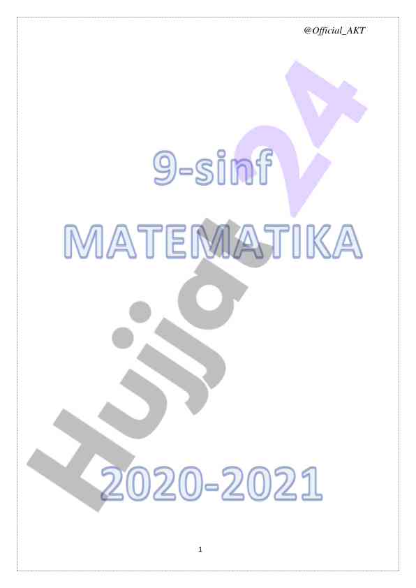 9-sinf matematika o‘quv qo‘llanmasi 2020-2021