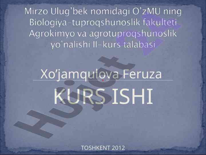 Ekologik muammolar va kimyoviy vositalar tahlili