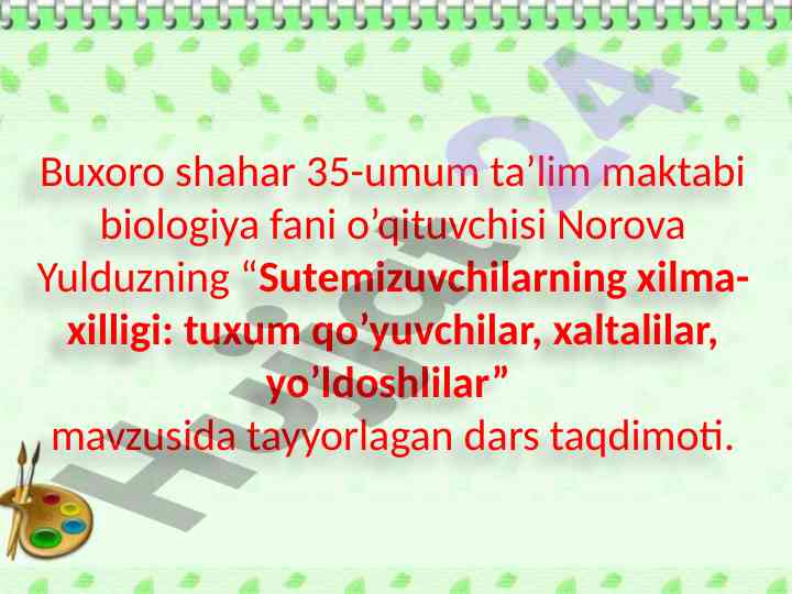 Sutemizuvchilarning xilma-xilligi taqdimoti