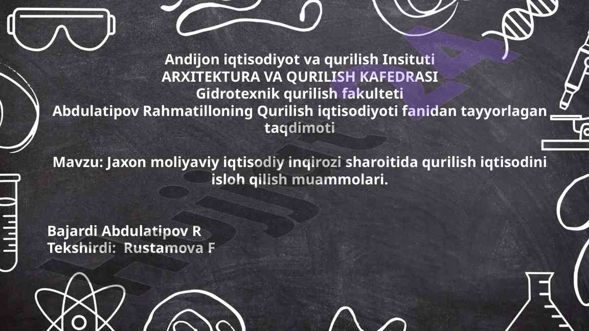 Jaxon Moliyaviy Iqtisodiy Inqirozi Sharoitida Qurilish