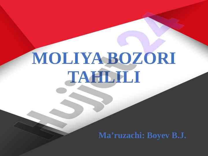 Moliya bozori tahlili va qimmatli qogʻozlar