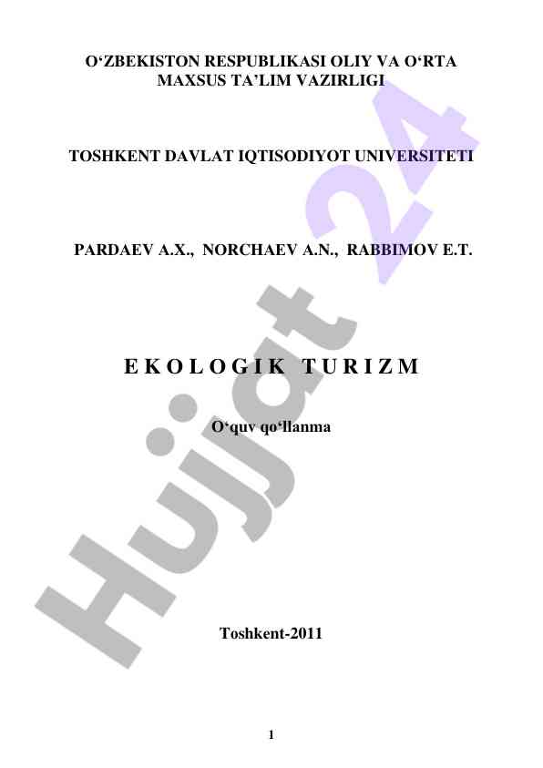 Ekologik turizm bo'yicha o'quiv qo'llanma