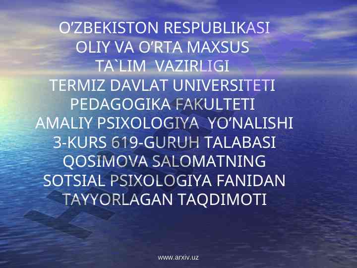 Oila jamiyatning negizi taqdimoti