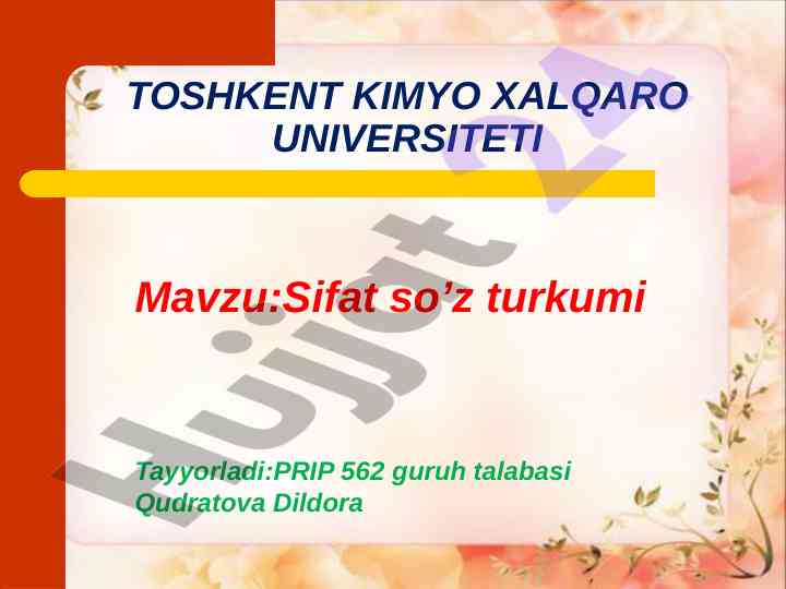 Sifat so'z turkumi: tushuncha va mashqlar