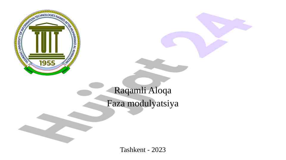 Raqamli aloqa faza modulyatsiyalash tahlil