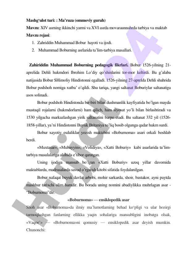 Xiv asr tarbiyasi va maktabi haqida ma’ruza