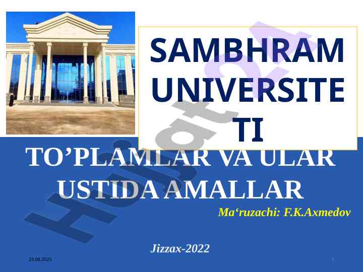 To’plamlar va ular ustida amallar