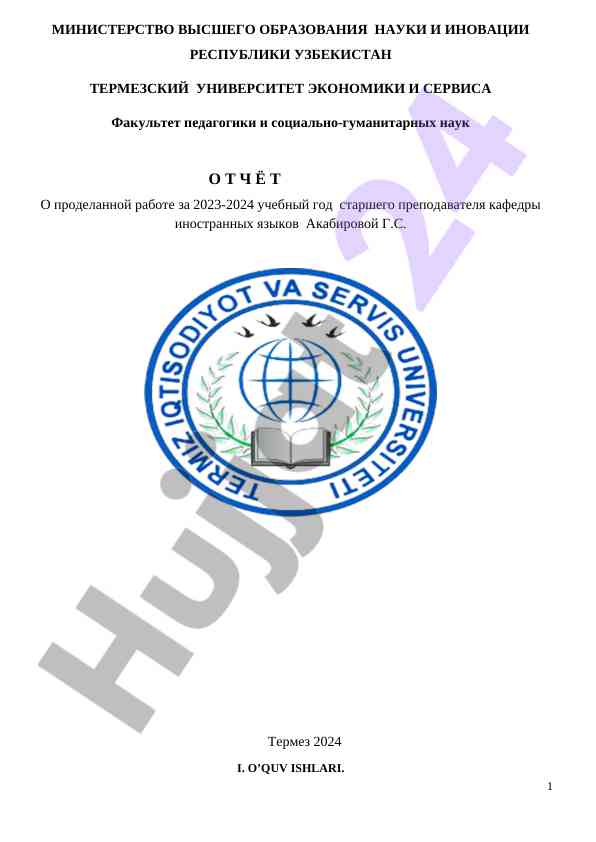O‘quv ishlari hisobotlari 2023-2024 o‘quv yili