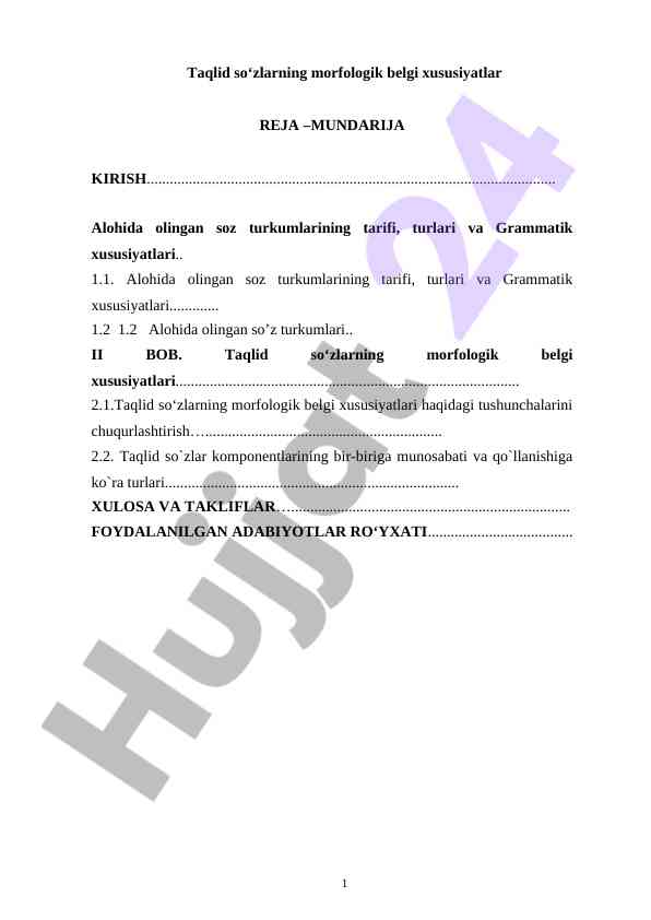 Taqlid So'zlarning Morfologik Belgilari
