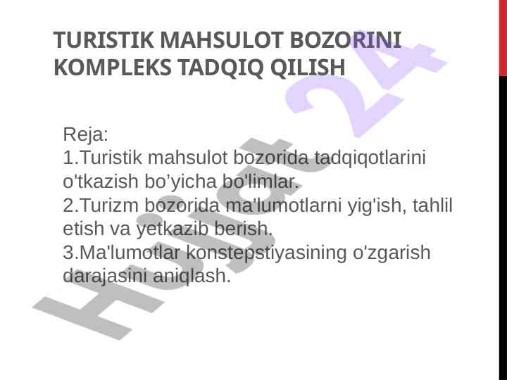 Turistik mahsulot bozorini tadqiq qilish strategiyalari