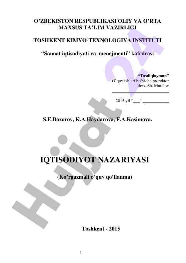 Iqtisodiy nazariyasi ko’rgazmali o’quv qo’llanma