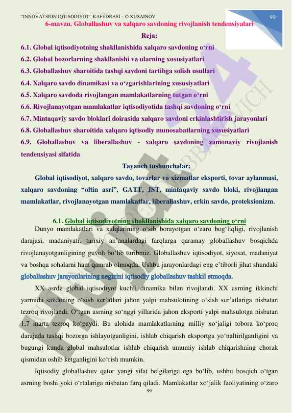 Globallashuv va xalqaro savdo tendensiyalari