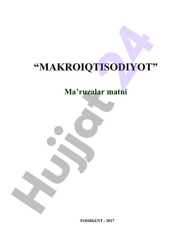 Makroiqtisodiyot fanidan ma'ruzalar matni