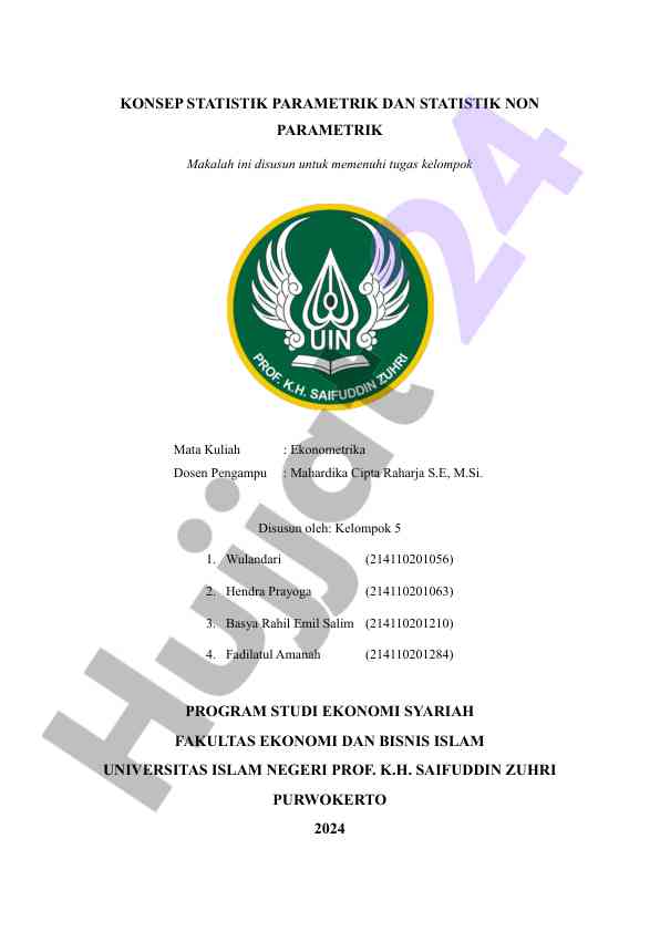 Konsep statistik parametrik dan non parametrik