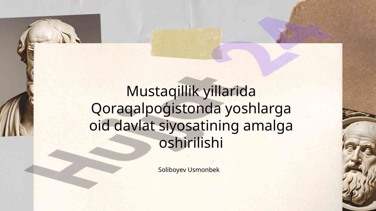 Qoraqalpog'istonda yoshlarga oid dasturlarni amalga oshirishi