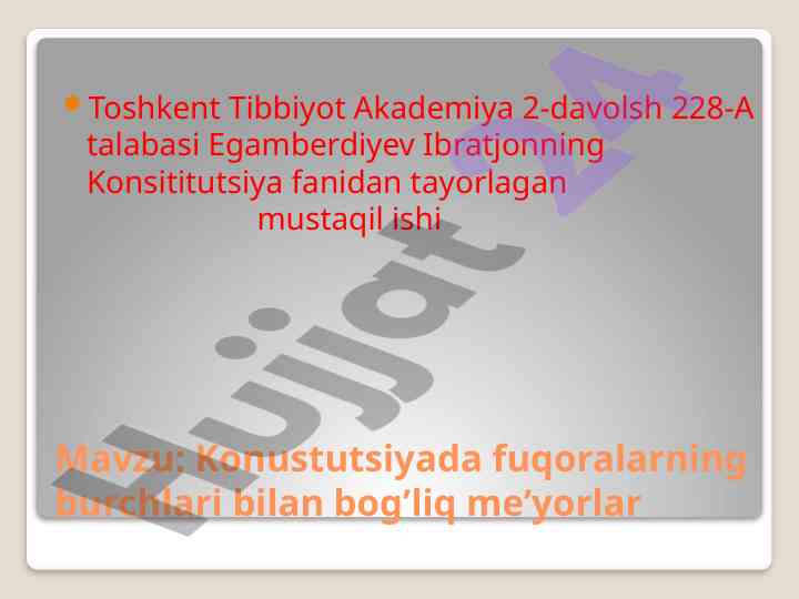 Konstitutsiyada fuqarolarning burchlari bilan bog‘liq me’yorlar