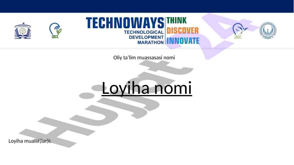 Loyiha taqdimoti ushbu asosiy tavsiyalar bilan