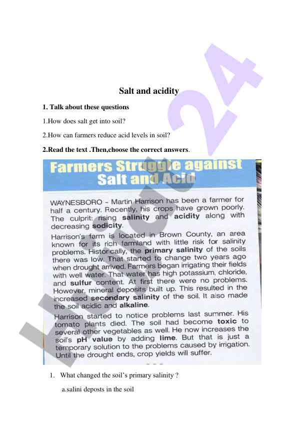 Salt and acidity effects on soil quality