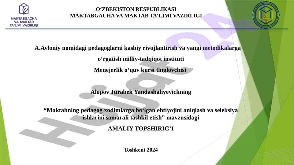Maktab pedagog xodimlarga ehtiyojini aniqlash