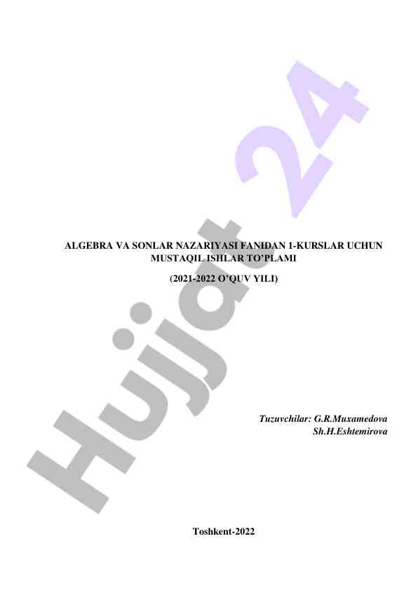 Ko'phadlar uchun yevklid algoritmi mustaqil ishlar
