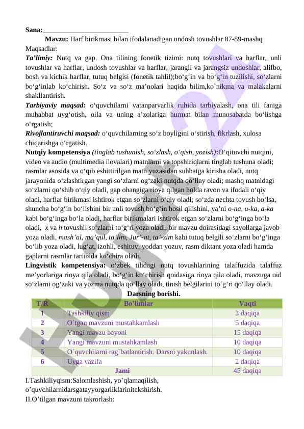 Harf birikmasi bilan ifodalanadigan undosh tovushlar