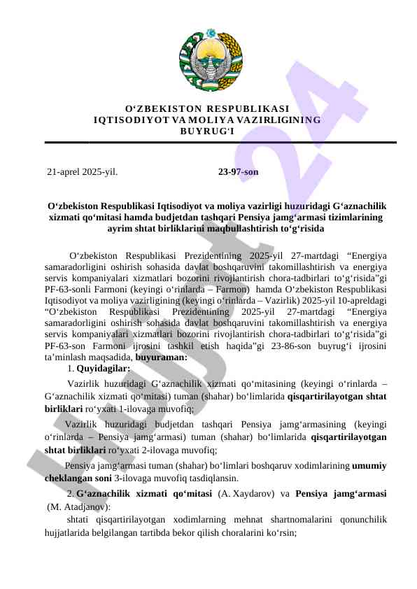 O‘zbekiston respublikasi prezidentining farmoni haqida