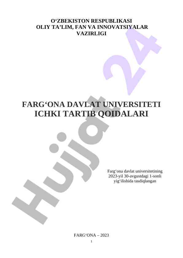 Ichki tartib qoidalari farg‘ona davlat universiteti