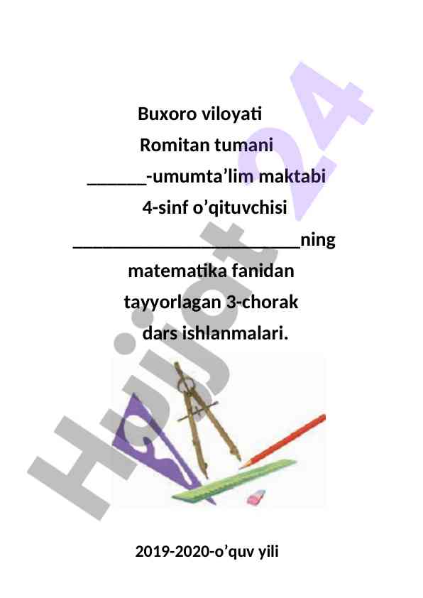Matematika fanidan dars ishlanmalari 4-sinf