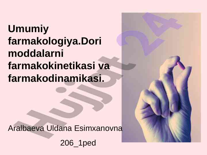 Farmakologiyaning asosiy ta'riflari va o'rganishlari