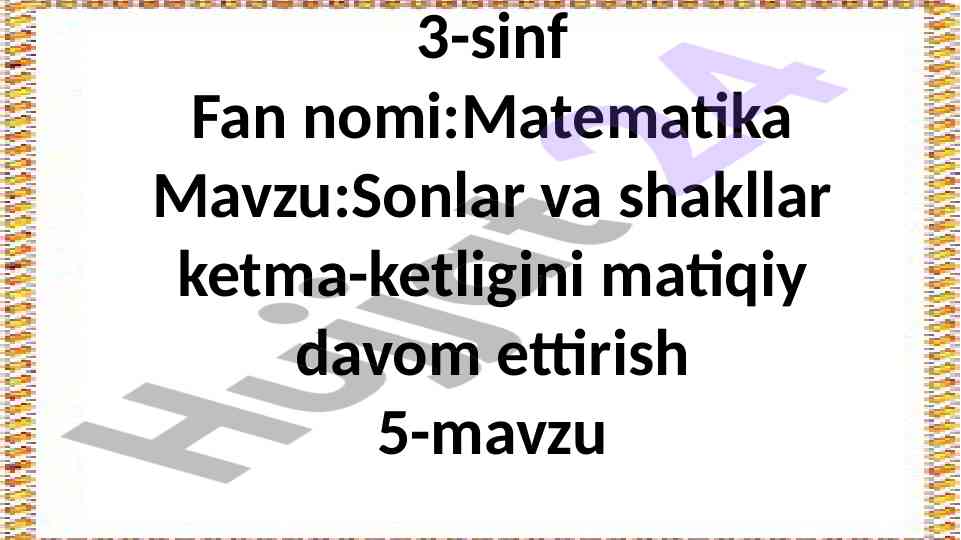 Sonlar va shakllar ketma-ketligini mantiqiy davom ettirish
