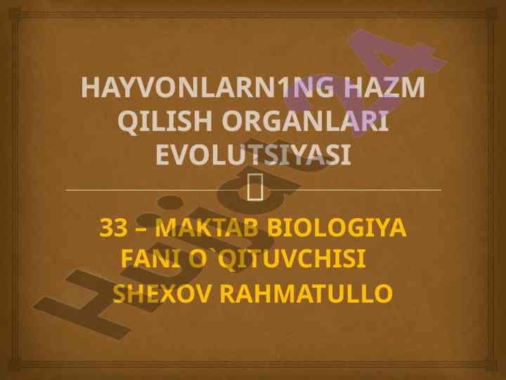 Hayvonlarning hazm qilish organlari evolyutsiyasi
