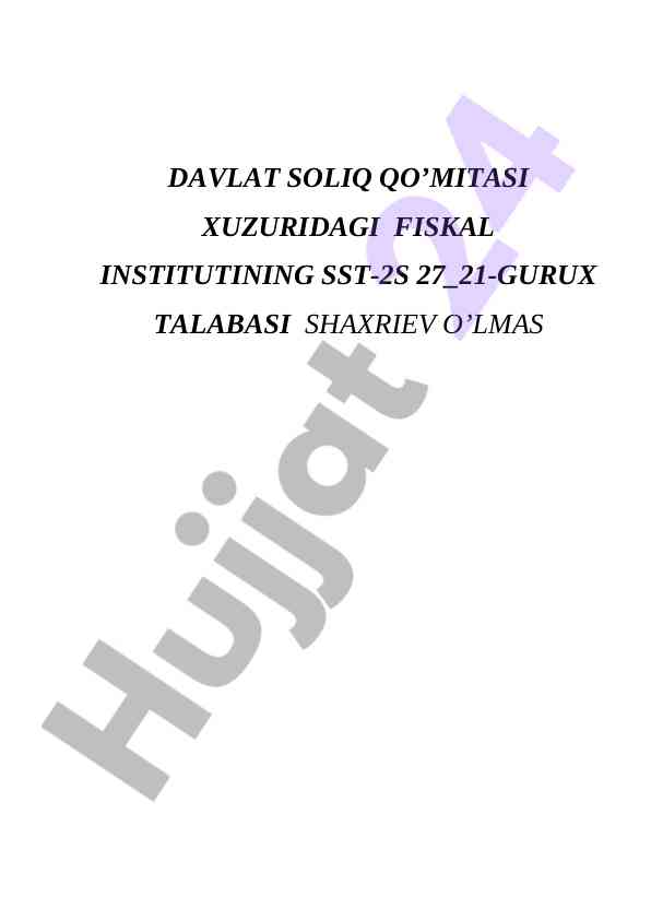 Kichik biznesni soliqqa tortish tushunchalari