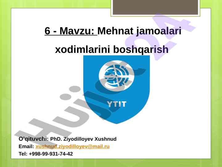 Mehnat jamoalari xodimlarini boshqarish