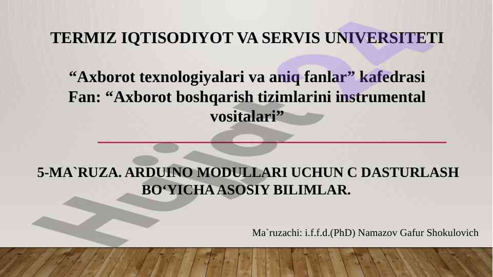 Arduino modullari uchun c dasturlash asosiy bilimlar