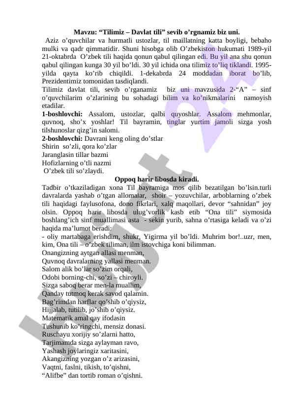 Til bayrami: davlat tilini sevib o'rganamiz