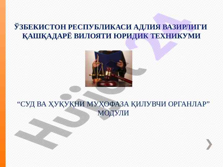 Ichki ishlar va davlat xavfsizligi organi mavzusi