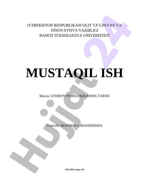 Ijtimoiy Pedagogikaning Tarixi