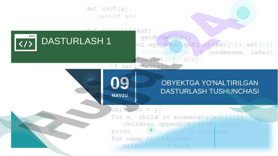 Obyektga yo'naltirilgan dasturlash tushunchalari