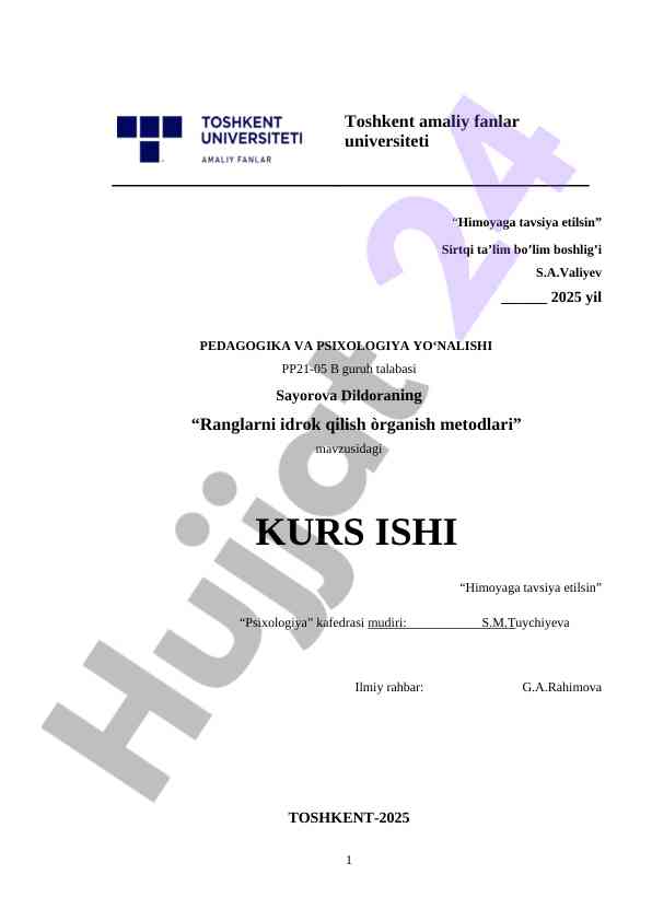 Ranglarni idrok qilish o‘rganish metodlari