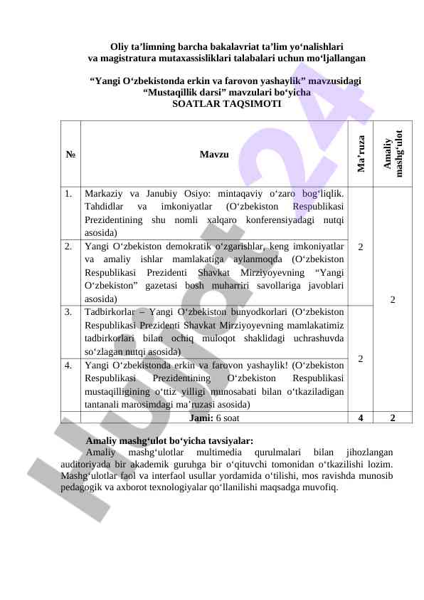 Yangi o‘zbekistonda erkin va farovon yashaylik